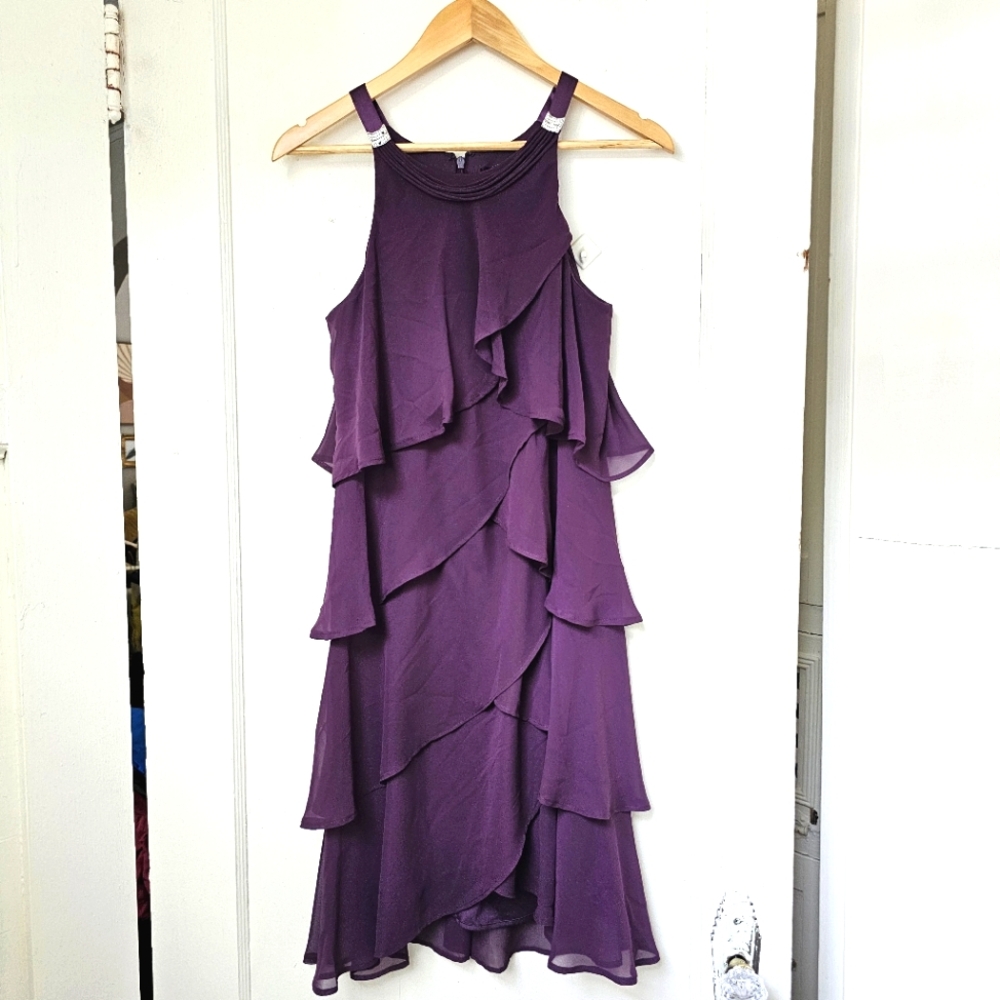 Tiered chiffon dress with satin straps (8)